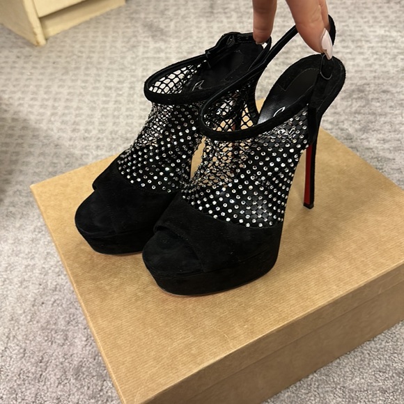 Christian louboutin plougesta Alta strass 150 black suede heels - Picture 3 of 9
